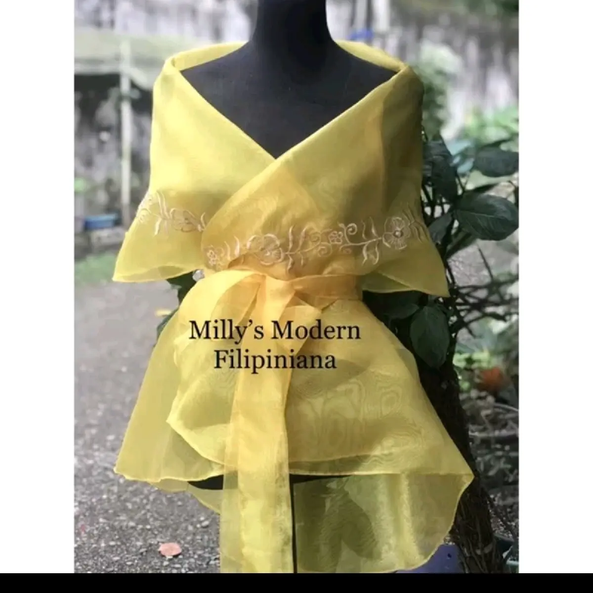 yellow gold embroidery millys modern Filipiniana balabal maria clara ...