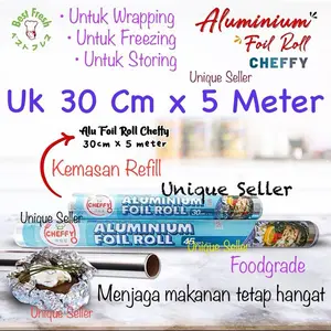 Aluminium Foil Roll Cheffy 30cm x 5m / Chefy Alufoil Rol 30cmx5m / Aluminium Foil Rol Cheffy 30 cm x 5 m / Aluminium Foil Alufoil Wrapping Wrap/EpiqueSeller