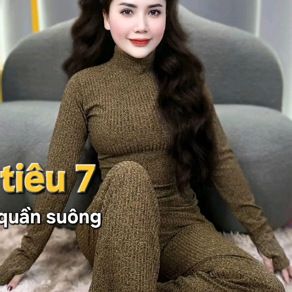 Đồ bộ cổ lọ quần suông vải tiêu&thun gân nhiều màu sắc cho chị em ủ kem  Women