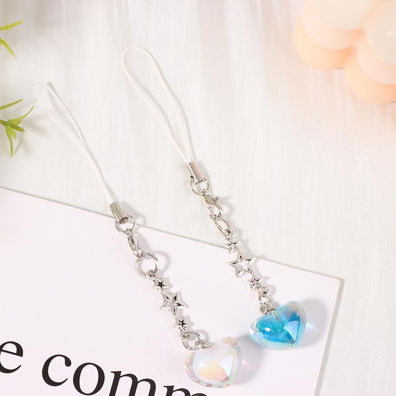 Dây Đeo buộc điện thoại di động, Thiết kế ngôi sao trái tim Y2K thời trang, Phong cách tối giản, Dây đeo điện thoại di động dễ thương, với mặt dây chuyền móc chìa khóa, Đồ Trang Trí 6