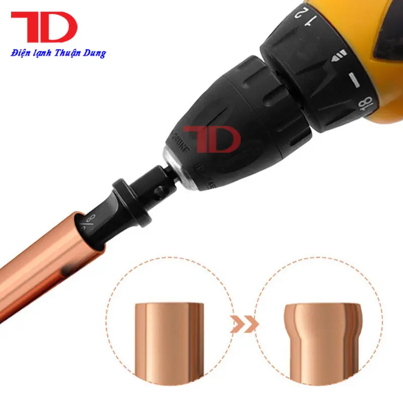 Nong ống đồng bằng khoan Dunnex, model CT-900S-4S, công cụ mở rộng ống 4 trong 1, phi ống (ø6-10-12-16) di động bằng thép chuyên nghiệp, Điện Lạnh Thuận Dung 2