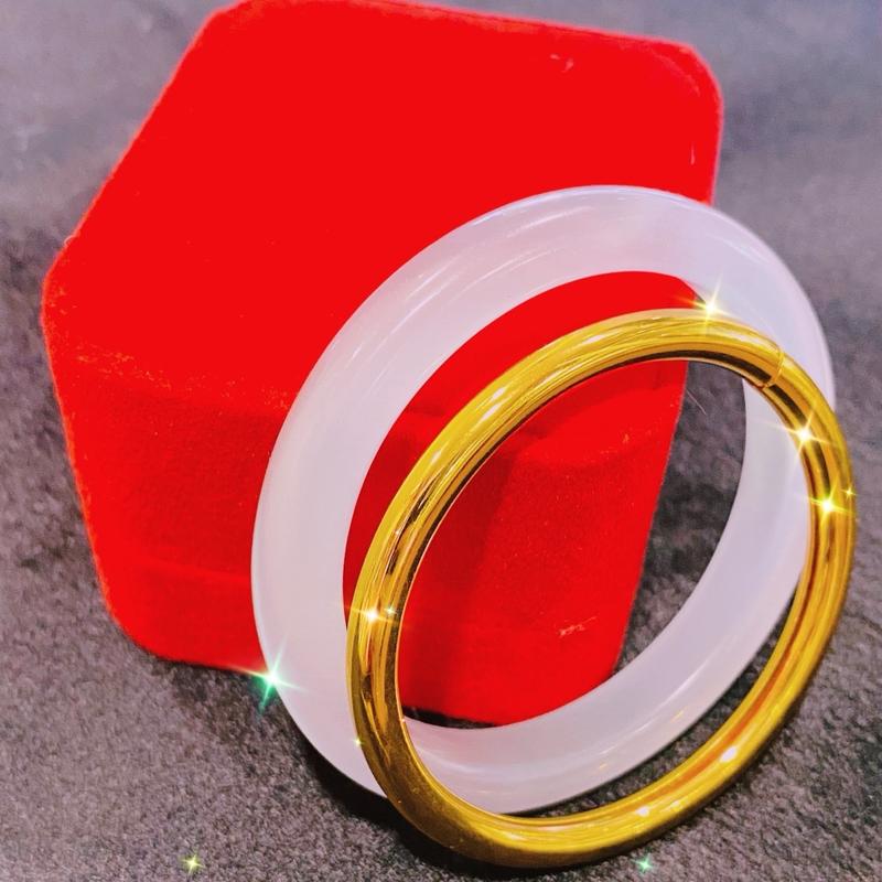 Cặp Lắc tay vòng tay nữ ĐÁ MÃ.NÃO + lắc VÀNG TITAN bền đẹp sang chảnh không đen gỉ