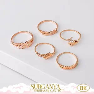 Cincin  Emas Kadar 8K Model List Daun Macan Gold