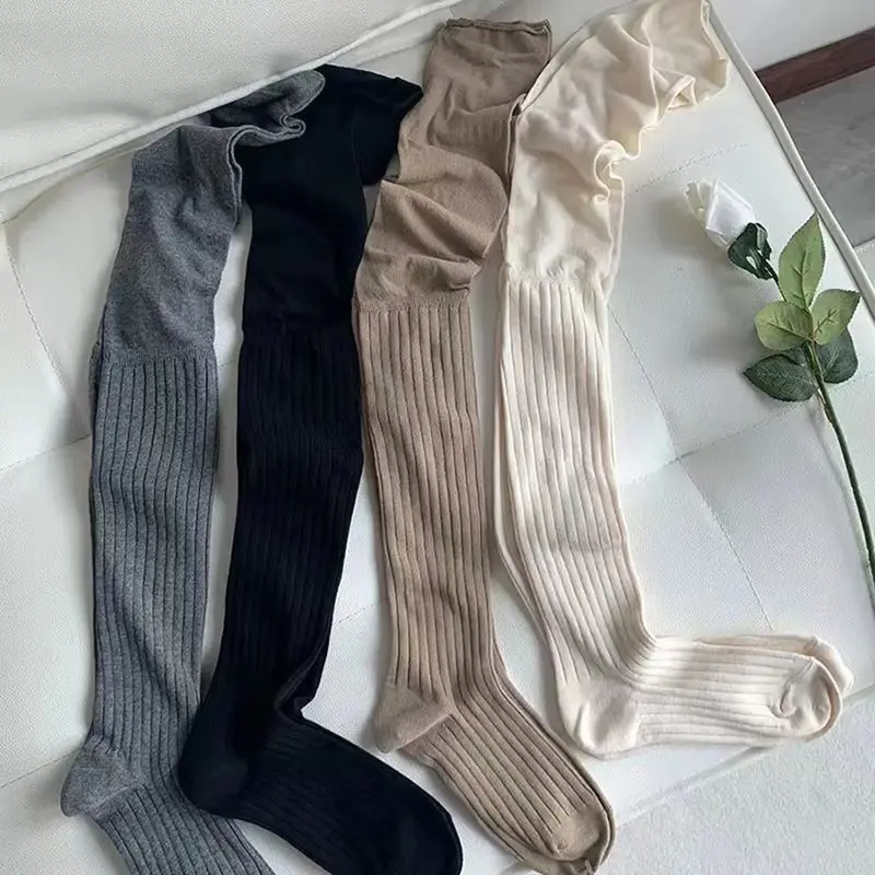 Vớ Cọc Quá Đầu Gối Kiểu Maillard, 4 Đôi, Dành Cho Nữ, Tất Bắp Chân Khâu Dài, Thoáng Khí 8