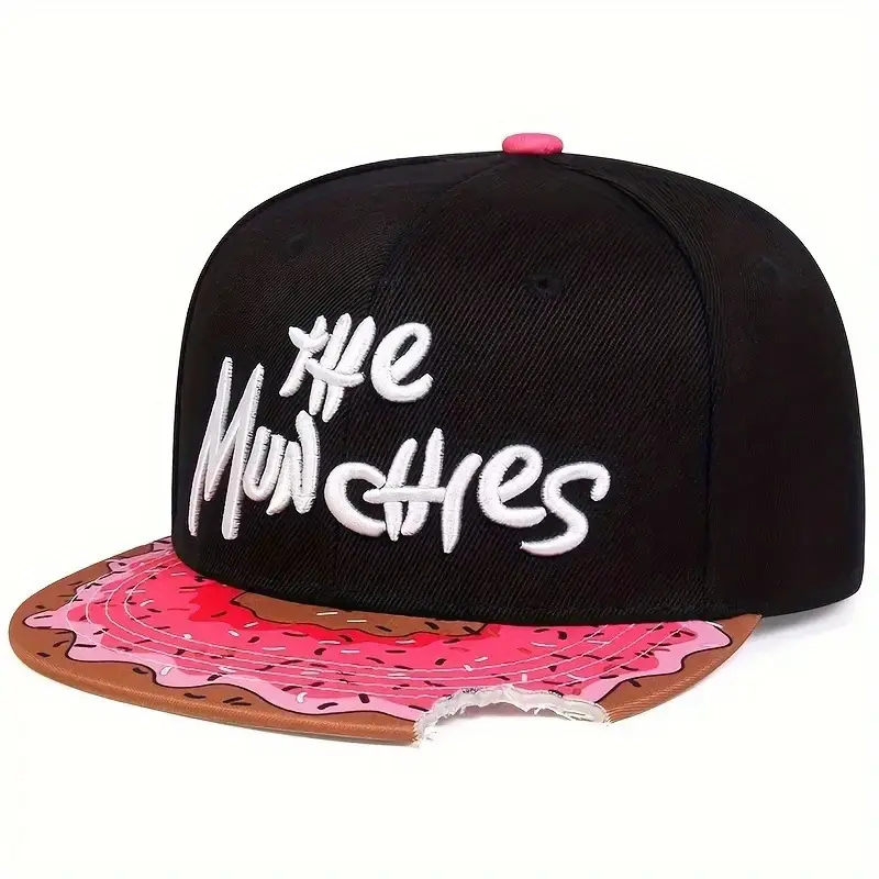 Mũ Phẳng, Vành Thêu, Thiết Kế Donut Có Rãnh, Mũ Hip-Hop Nam, Mũ Bóng Chày Sành Điệu, Dành Cho Nữ, Dễ Phối Đồ, Thời Trang