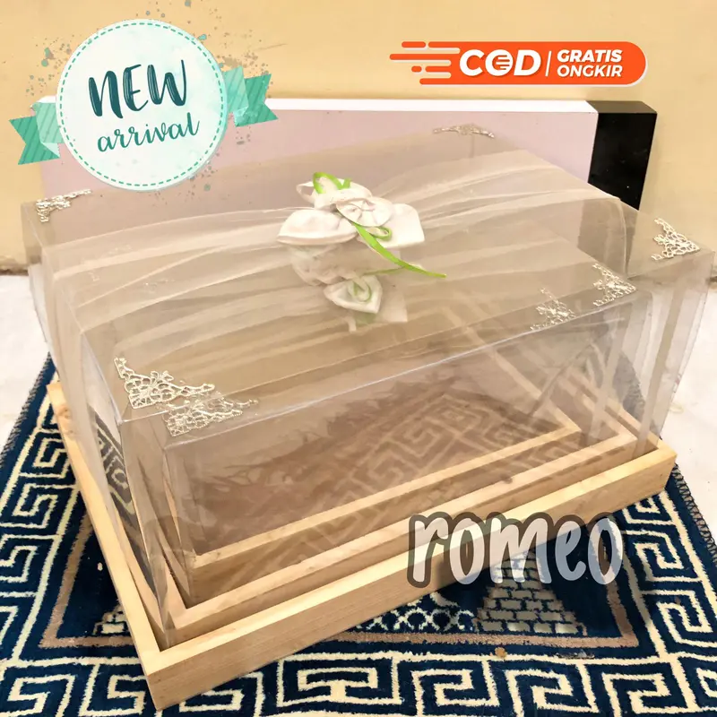 Kotak Seserahan Kayu Kotak Style Rustic Dgn Tutup Mika Hantaran Pernikahan 1