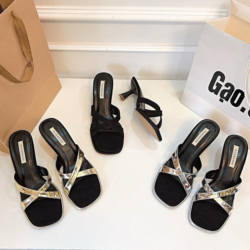 Gạo.Shoes (Chân thon, gầy đi đúng size, dày dặn đầy đặn tăng size- CÓ BIGSIZE) Guốc Đúp Nữ Gót Cao 6 Cm, Dây Da Chéo Đơn Giản, Cao Cấp, Dễ Phối Đồ.