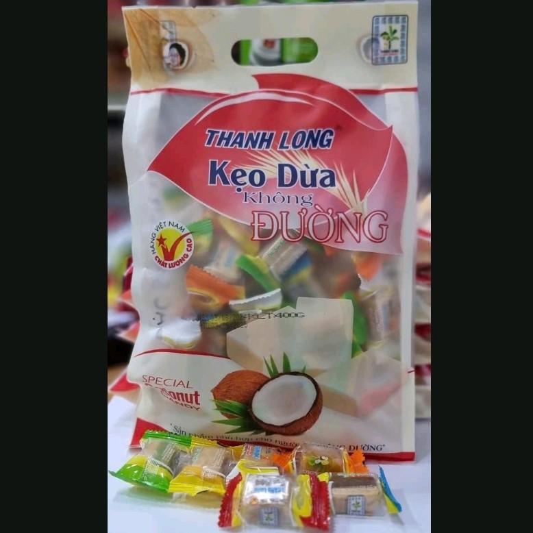 Kẹo dừa không đường Thanh Long 400g, kẹo dừa bến tre, kẹo dừa truyền thống  Ăn Vặt Candy Food Snack ngon