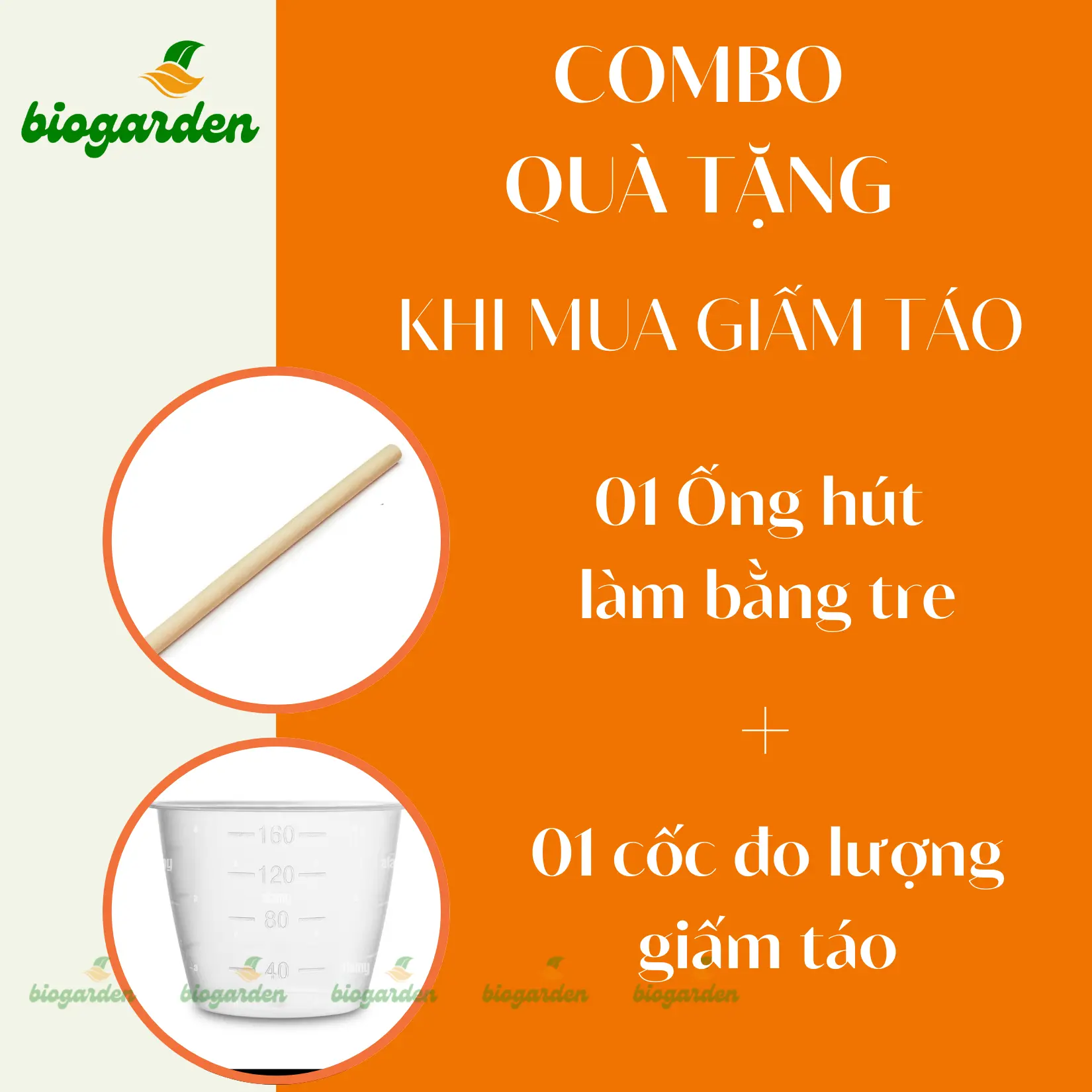 (Combo Quà Tặng) 01 Ống Hút Tre Và 01 Cốc Đo Lượng Thể Tích Giấm Táo