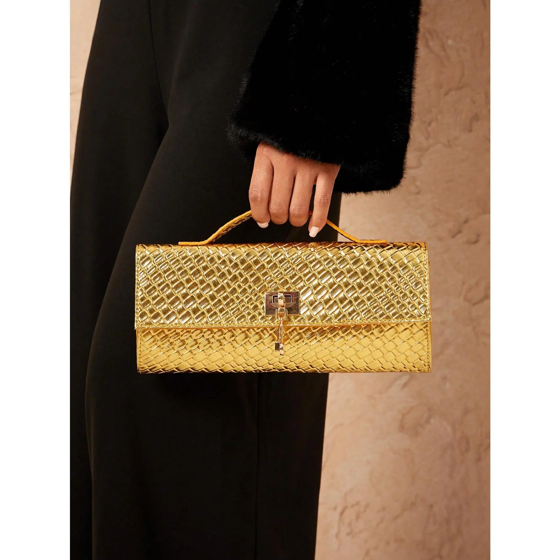SXY Ladies, Women Top Handle Bags , Woven Bag,Fashionable, Simple, Elegant, Versatile, Classic, Gold,For Classic, Commute, Office,Date, Daily,Shopping, Afternoon Tea,Party,Prom,Club,Date,Birthday,Evening,Date Night Valentines