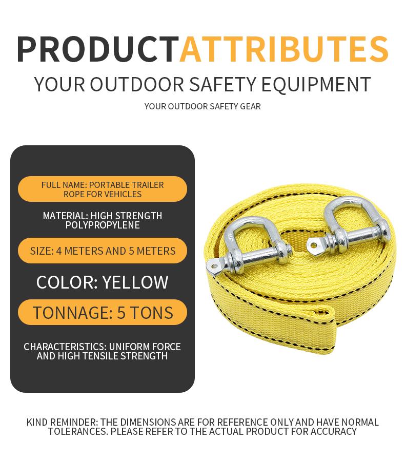 Product Introduction of 300CM 3 Tons Car Towing Rope Tow Strap Nylon Alloy Steel Hook Emergency Rescue Tools For Trailer Off Road 4x4 Motorcycle Accessor 2