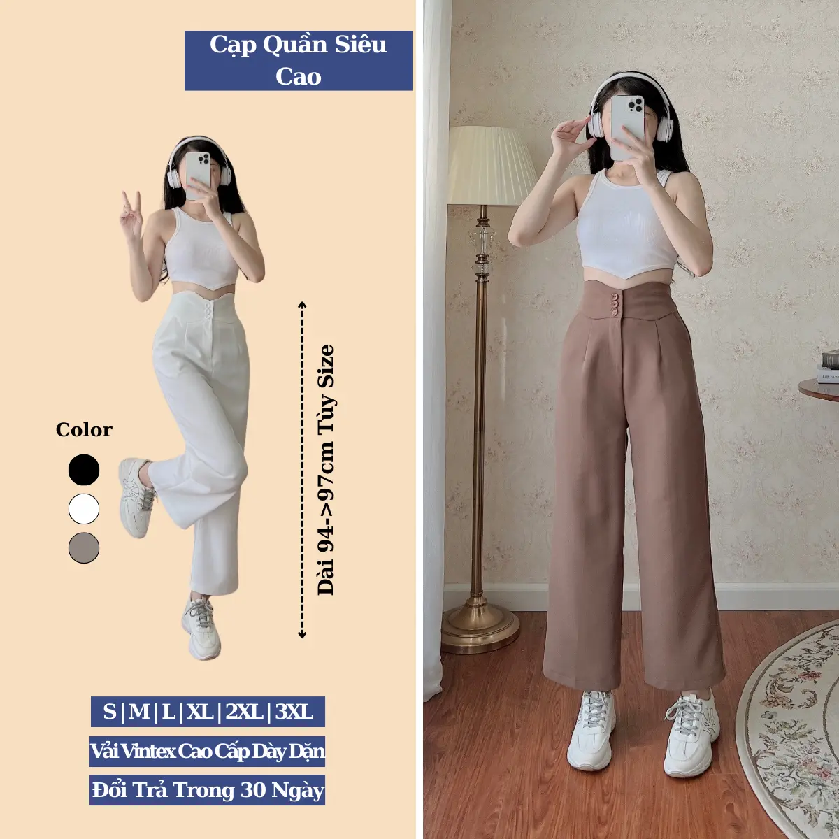 Quần Ống Suông Nữ AMY Quần Tây Nữ Ống Rộng Cạp Cao Trẻ Trung, Thanh Lịch, Năng Động, Siêu Đứng Form Tôn Dáng Chất Vải Không Nhăn, Không Xù Q678 Nữ Women Ong Pants Lưng Cao