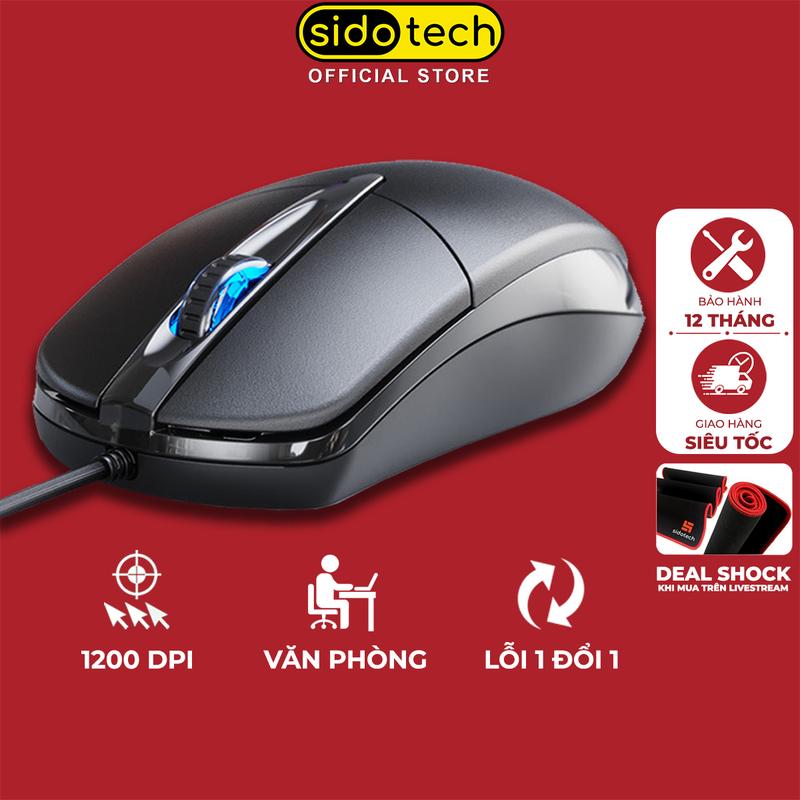Chuột máy tính có dây SIDOTECH P20 dòng chuột vi tính gaming cho laptop máy tính văn phòng độ nhạy DPI 1200 có phiên bản chuột silent chống ồn chơi game cho game thủ