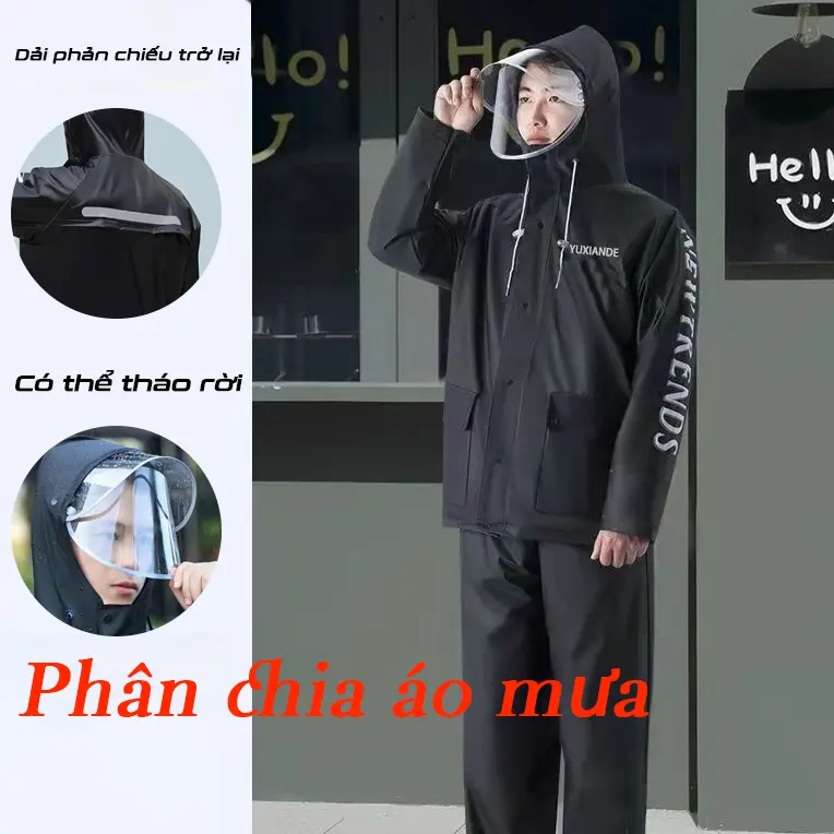 Áo mưa Đi xe máy Unisex Split Setreflective Strip thoáng khí chống mài mòn áo  mưa  1  người  bộ