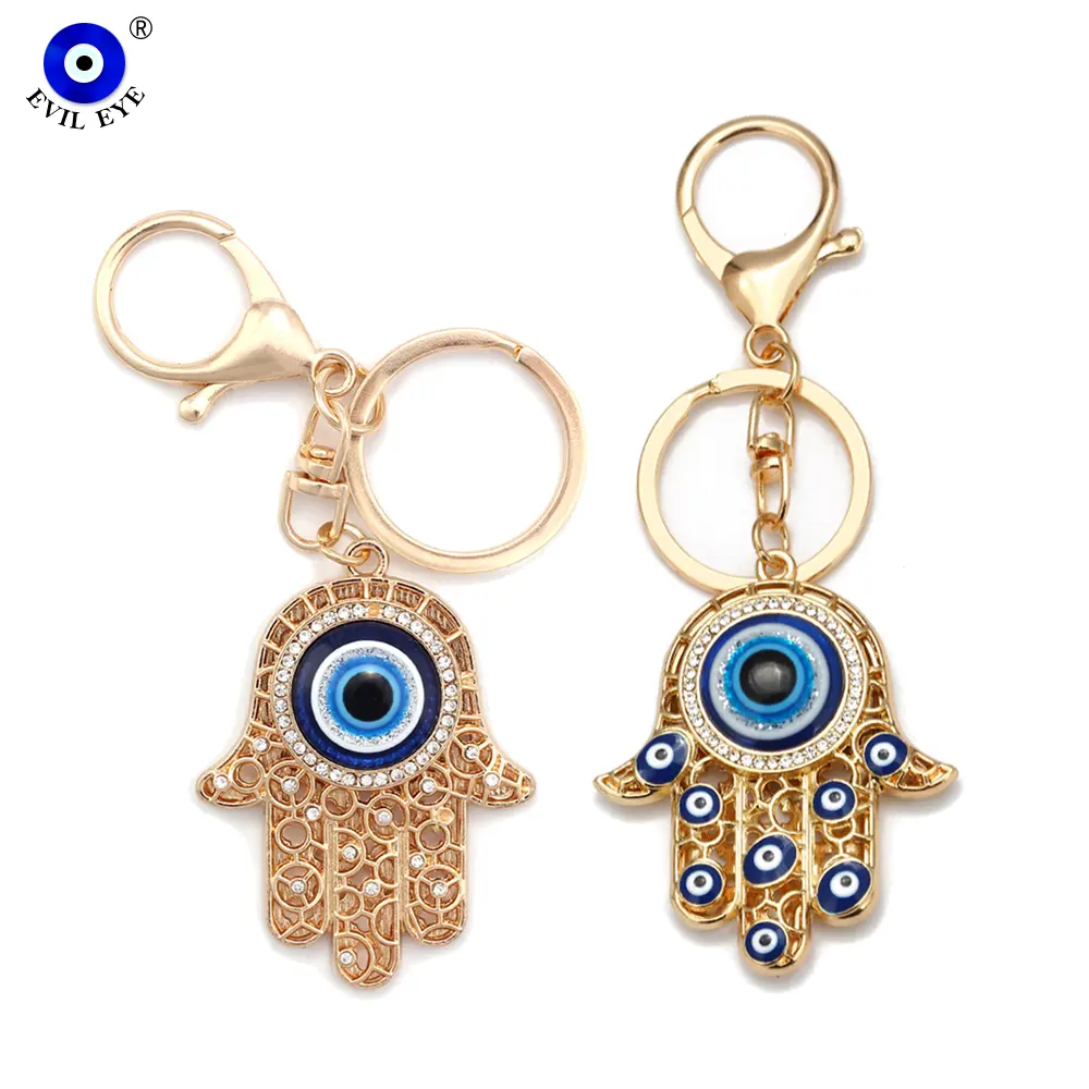 EVIL EYE Alloy Hamsa Hand Pendant Keychain Eye Key Handbag Car Keyring