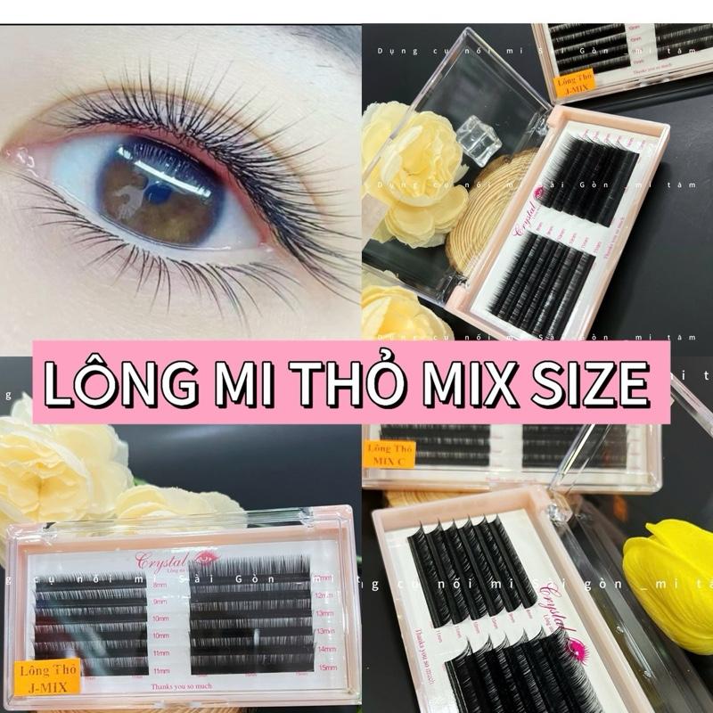 ￼Mi Lông Thỏ mix size  _Dày 0.03_Lông mi mềm mai , bắt keo tốt _dễ dàng tạo fan_ Cong J C CC D _ Dụng cụ nối mi _ Phụ liệu nối mi