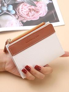 Portatarjetas Casual Minimalista para Mujer de Color Liso, Portatarjetas Ligero, Cartera con Cierre de Alta Calidad con Estampado de Letras, Regalo de Cumpleaños Perfecto y Accesorio