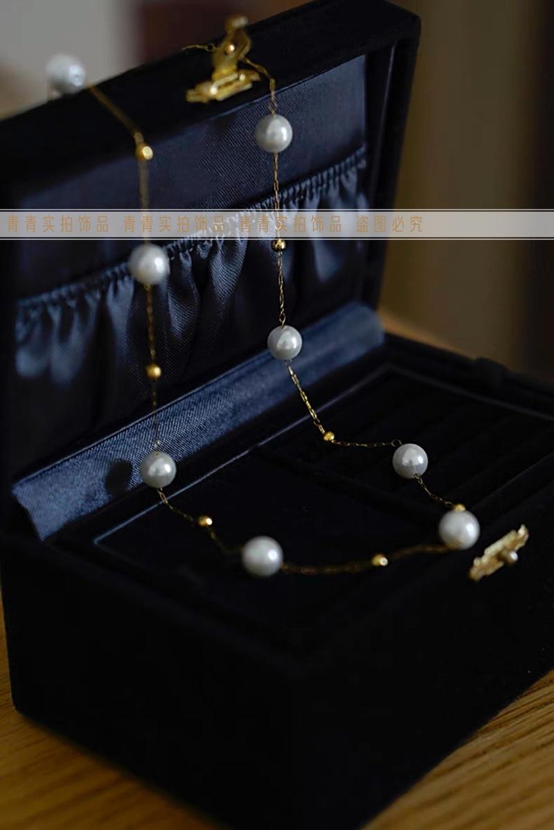 Product Introduction of 2024 [Titanium Steel Does Not Fade] Strong Light Feeling Starry Sky Shell Pearls Transfer round Beads Doudou Interval Besties Necklace Gift 16
