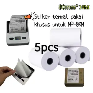 KERTAS STIKER THERMAL STICKER LABEL PRINTER 80X10 METER CONTINUOUS  80 X 10 METER