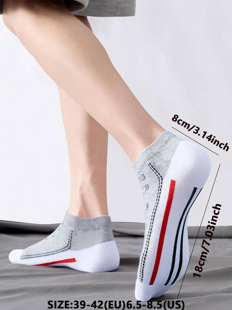 Product Introduction of Men's Graphic Ankle Socks, Casual Comfy Breathable Low Cut Socks for Daily Wear, 5 Pairs Knit Anklets for Men, Summer Men's Socks & Hosiery, Socks for Men, Mens Clothing 1
