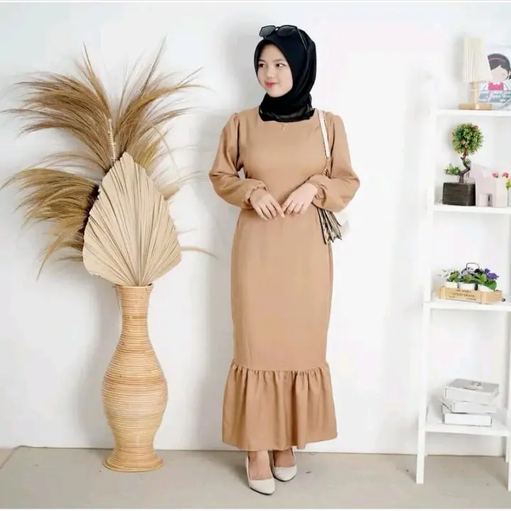 SISKA DRESS MIDI DRESS WANITA CRINKLE AIRFLOW PREMIUM IMPORT muslim panjang tunik  gamis