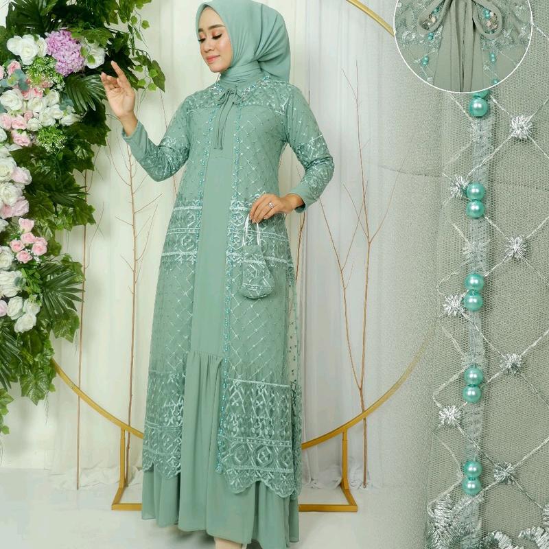 GAMIS PESTA SAGE GREEN/ GAMIS/ GAMIS TERBARU/ GAMIS KONDANGAN/ GAMIS TILE/ GAMIS CERUTY/ GAMIS BRUKAT/ GAMIS BROKAT/ GAMIS MEWAH/ DRESS KONDANGAN/ KEBAYA MODERN/ BAJU PESTA WANITA MUSLIM/ BAJU KONDANGAN WANITA/ GAMIS BRUKAT TERBARU 4