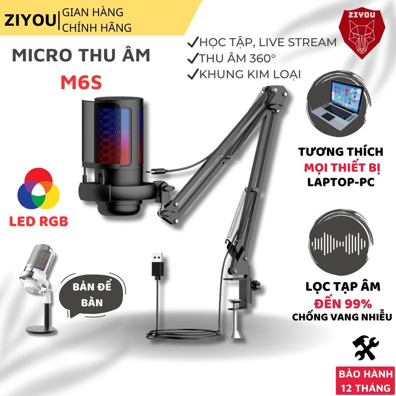 Micro Thu Âm Livesteam Chuyên Nghiệp ShouFei Ziyou ME6S Chân Đế Cao Cấp Led RGB Màng Lọc Âm Giảm Ồn Thu Âm 360°