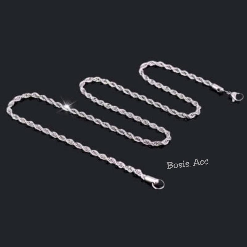 Kalung Pria Motif Tambang Titanium silver Stainless Stell 2