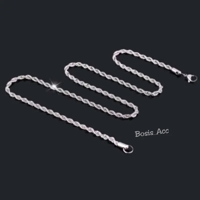 Kalung Pria Motif Tambang Titanium silver Stainless Stell 2