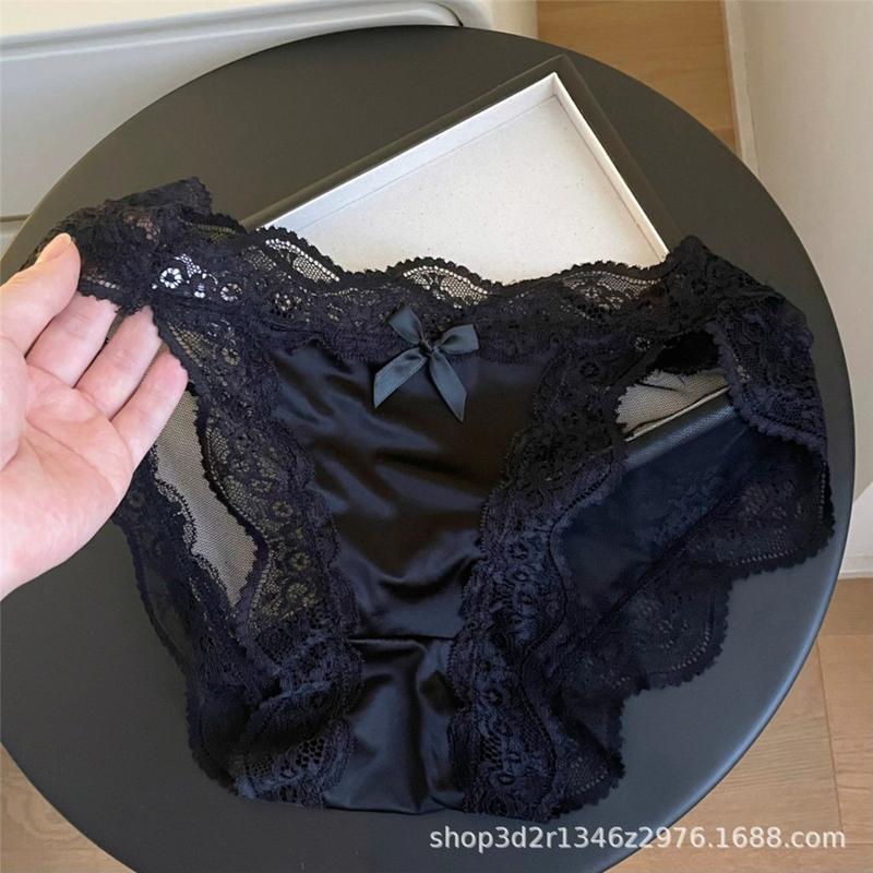 Product Introduction of Thin Satin Sexy Panties Lace Low-Waist Breathable Briefs 0