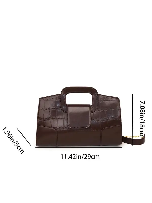 Women's Fashionable Crocodile Embossed Handbag, Casual PU Leather Shoulder Bag for Daily Used, Trendy All-match Commuter Bag 1