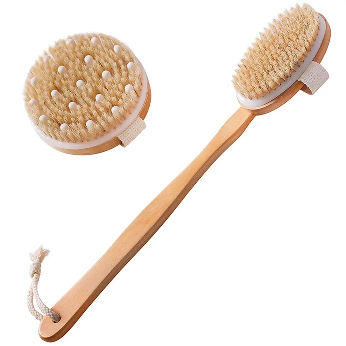 Dry Brushing Body Brush Set of 2, Dry Skin Exfoliating Brush, Handle Back Scrubber for Shower, Dry Brush for Cellulite towels