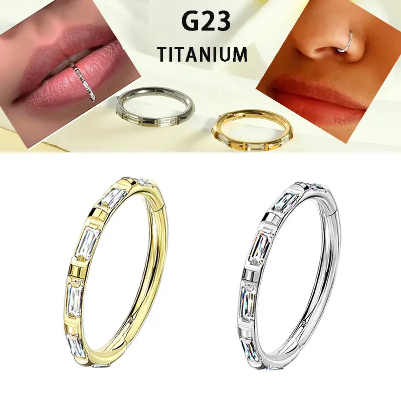 F136 G23 Titanium Diamond Nose Ring Clicker Ring Earring Lip Ring Niche Simple Piercing Body Jewelry for Women Single Piece Sale