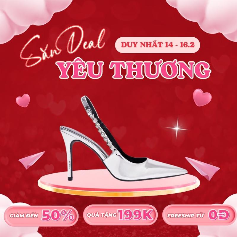 AL210 - Dép Xăng Đan Bít Mũi Nhọn Quai Khoá Đính Đá Trang Trí Gót Cao 8Cm Nữ DéP Shoes GiàY