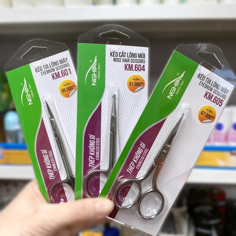 KỀM NGHĨA Kéo Cắt Tỉa Lông Mày Lông Mũi KM601 KM604 KM605 Cong Nhọn Thép Không Gỉ Cao Cấp kéo cá nhân - Trang Điểm, Mỹ Phẩm Cosmetic Nữ