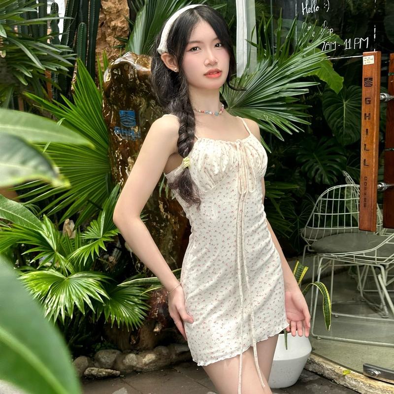Đầm Body 2 Dây Hoa Nhí Carrotxinhdep Freesize dưới 54kg Cao dưới 1m55 - Nữ - Women