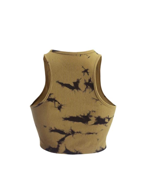 Women's 5pcs Tie Dye Print Round Neck Sports Vest, Casual Sporty Sleeveless Ribbed Tank Top for Tennis Pickleball Yoga Gym Workout Running, Ladies Sportswear Fitness  for All Seasons, Gym Wear, Tank Tops 1