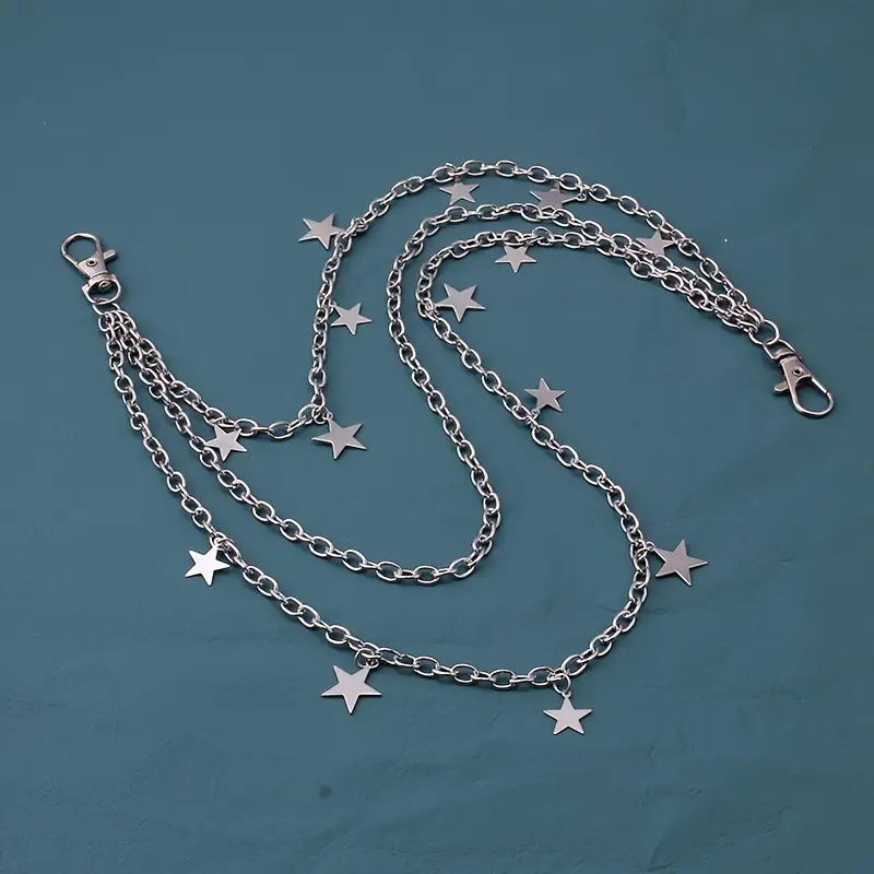[Layered Chain Punk Star Pendant] Fashion Punk Star Pendant Layered Chain, Ideal For Skirts, Pants And Jeans, Belt Accessories, Gifts 2
