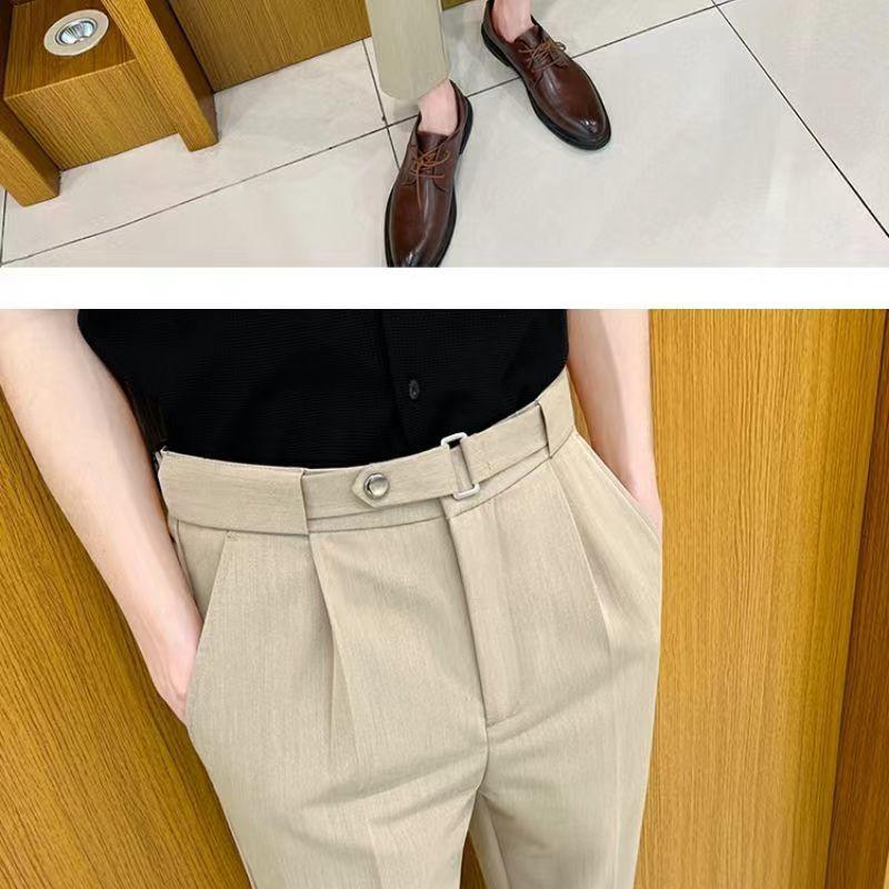 Product Introduction of Quần Âu Nam, Trang Trí Thắt Lưng, Họa Tiết Thiết Kế Mỏng Ôm Vừa Vặn, Thích Hợp Cho Mùa Xuân Và Mùa Hè, Trang Phục Công Sở Trang Trọng, Kiểu Thẳng thụng Quần Thường Ngày 23