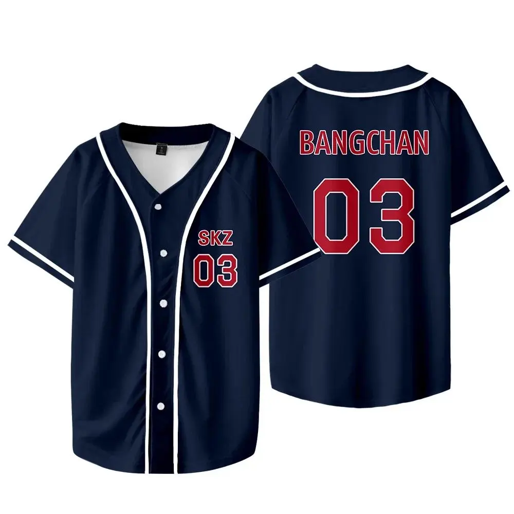 Customizable KPOP FELIX BANGCHAN CHANGBIN HYUNJIN SEUNGMIN LEE KNOW Baseball Jersey T-shirt Short Sleeve Graphic Tees