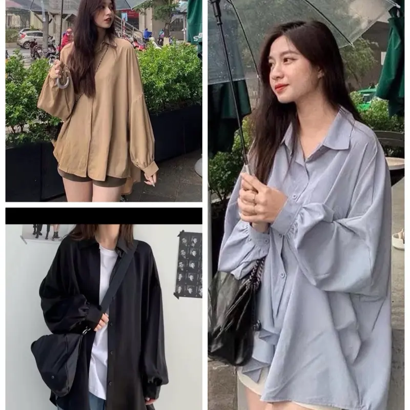 Bigsize 60-140kg áo sơ mi from rộng giấu quần tay dài [ MS002 ]