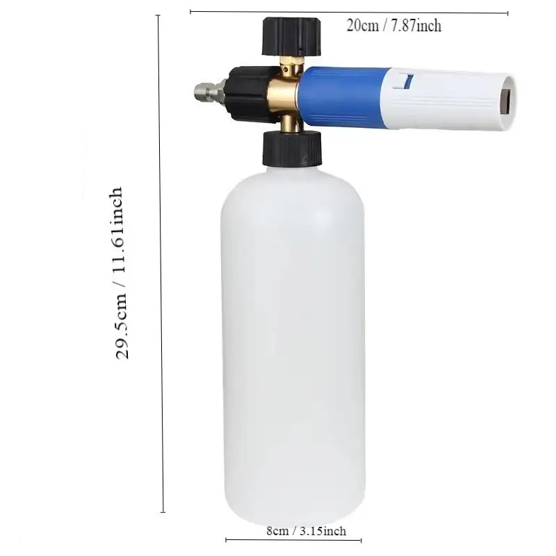 High Pressure Foam Cannon, Dual Adjustable Nozzle Snow Wash Cannon with Bottle, Professional Car Foam Cannon Fits Most Pressure Washing 1