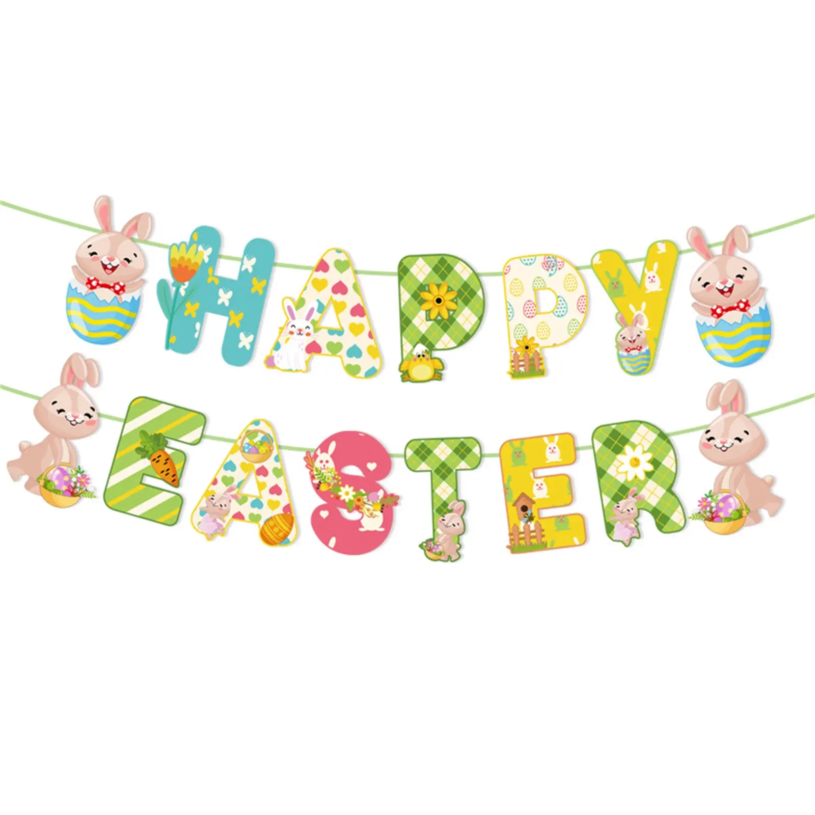 Easter Banner Happy Easter Egg/Carrot/Letter Banner Holiday Garland Hanging Decor for Home Holiday Party