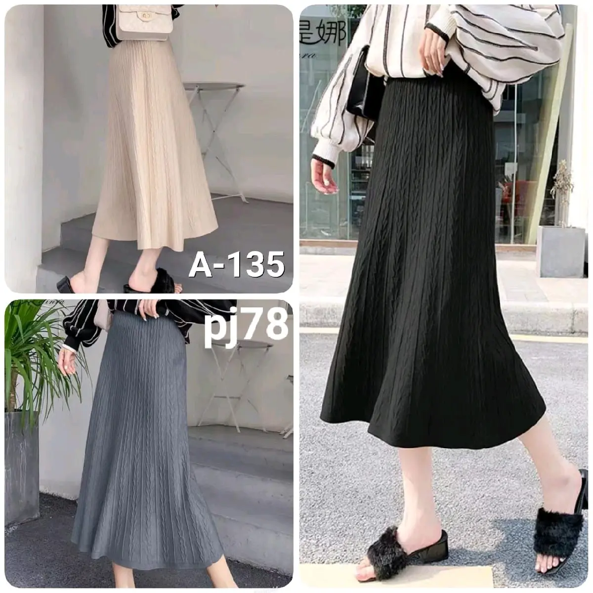 [A-135] Rok Knit Midi Skirt Rajut, Rok Rajut Premium