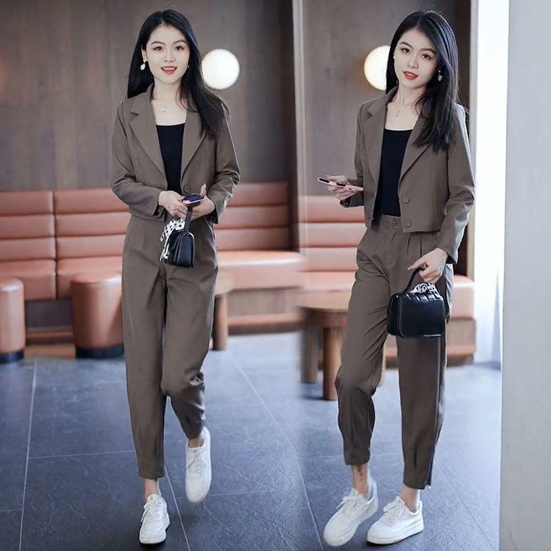 Product Introduction of Đơn / Bộ Đồ Phong Cách Phương Tây Bộ Đồ Lô Hàng Ngắn Phù Hợp Với Phụ Nữ Thời Trang Nhỏ Mới Bộ Đồ Nhỏ Quần Harem Bộ Hai Mảnh Women Áo 14