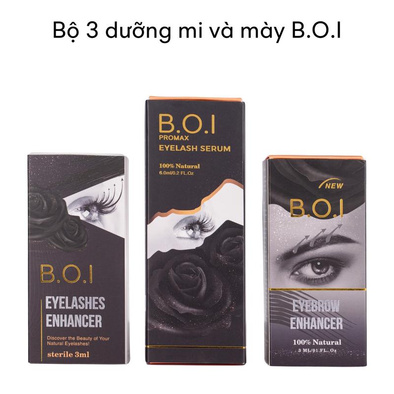 Bộ 3 Dưỡng mi và mày B.O.I  eyelash serum & eyebrow enhancer - hỗ trợ cải thiện dài lông mi lông mày ( gồm 1 cây dưỡng mi Promax 6ml , 1 cây mi B.O.I 3ml và 1 cây dưỡng mày 3ml )  Mỹ Phẩm Nhiều gói Benzyl Cinnamate Cosmetic