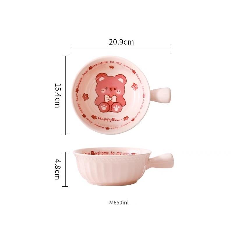 Thố tay cầm dễ thương, bát sứ có tay cầm xinh, Không kèm thìa 1