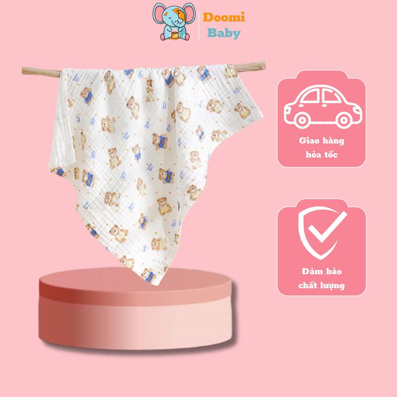 [Giá Tốt] Khăn Tắm Vải Xô 6 Lớp Cho Bé Sơ Sinh Kích Thước 110x105cm Mềm Mịn Thấm Hút Tốt Doomi Baby - HT720