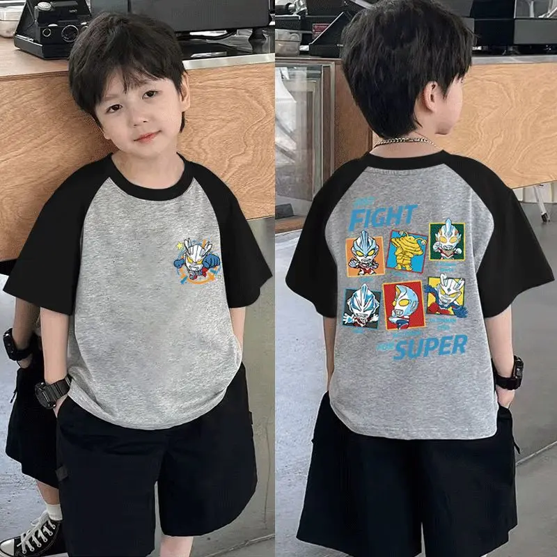 Áo Thun Cotton Nguyên Chất, Cho Bé Trai, ngắn Tay Áo, Có Hình Ultraman, Dài Tay, Thích Hợp Cho Mùa Hè Của Trẻ Em, Thiết Kế Hoạt Hình Mới, Cho Trẻ Mới Biết Đi Và Trẻ Sơ Sinh, Áo Sơ Mi Cơ Sở
