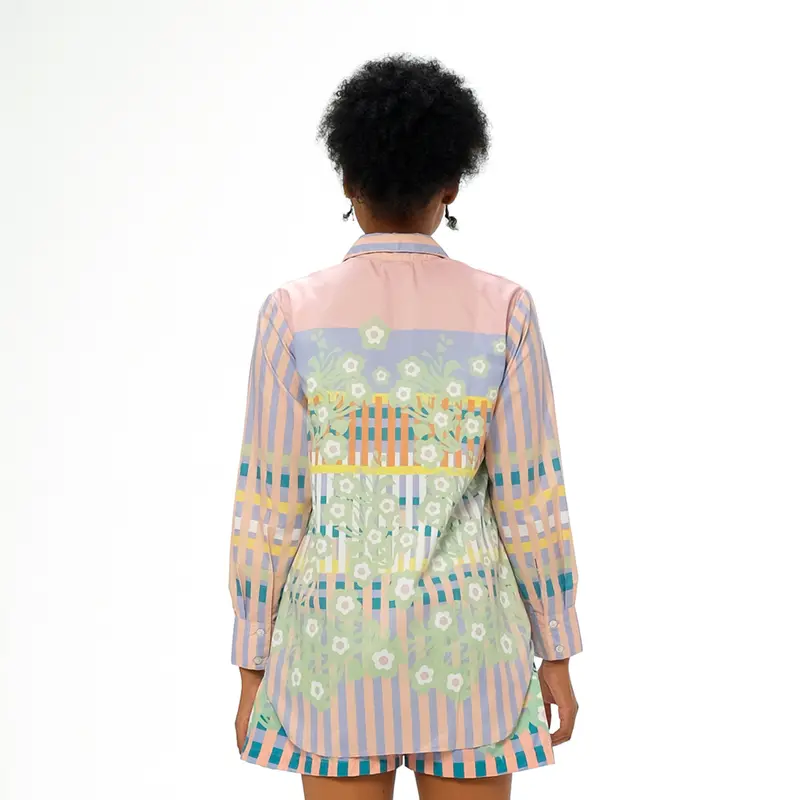 RTW Studio Kemeja Lengan Panjang Wanita Print Picnic Playdate Peach 4